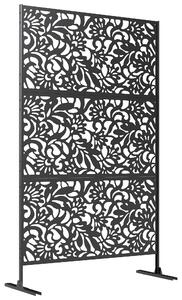 Outsunny Pannello frangivista decorativo esterno Claustra decorativo giardino 3 pannelli a motivo floreale Acciaio 122 x 45 x 198 cm Nero | Aosom Italy