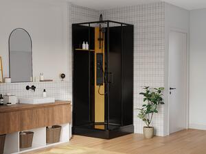 Box doccia idromassaggio quadrato L90 x l90 x H225 cm con pannello in Bambù Nero - DESULO