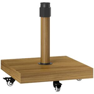 Base per Ombrellone a Rotelle con Freni per Pali da Ø36-38-48 mm in Metallo con Cemento Effetto Legno