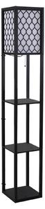 HOMCOM Lampada Lampadina da Terra Salvaspazio con Ripiani Durevole Cotone, MDF 26 x 26 x 160 cm Nero, bianco