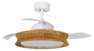 Plafoniera Lucande, Lineta, dimmerabile, Beige, Soggiorno, Legno, Campagna / rustico