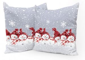 Federa cuscino Pupazzi di neve rosso 40x40 cm Made in Italy