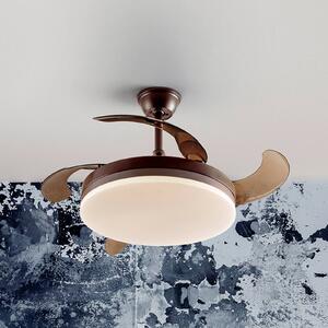 Schuller Valencia Ventilatore da soffitto LED Vento marrone/grigio fumo DC Ø 100 cm silenzioso Vento, dimmerabile, Alluminio / Grigio / Zincato, Soggiorno / Sala da pranzo, Metallo, Moderno