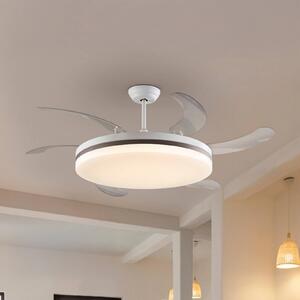 Schuller Valencia Ventilatore da soffitto LED Vento bianco/bronzo/trasparente, Ø 150 cm silenzioso Vento, dimmerabile, Chiaro / Trasparente, Soggiorno / Sala da pranzo, Metallo, Moderno