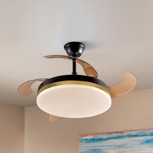 Schuller Valencia Ventilatore da soffitto LED Vento nero/oro/fumé Ø 100 cm silenzioso Vento, dimmerabile, Alluminio / Grigio / Zincato, Soggiorno / Sala da pranzo, Metallo, Moderno