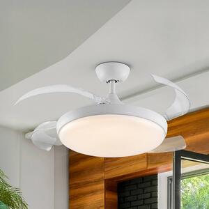 Schuller Valencia Ventilatore da soffitto LED Venturi bianco/trasparente DC, Ø 106 cm silenzioso Venturi, dimmerabile, Chiaro / Trasparente, Soggiorno / Sala da pranzo, Metallo, Moderno