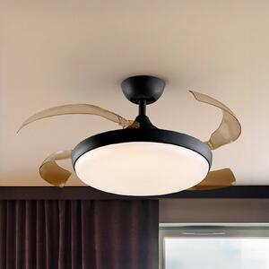 Schuller Valencia Ventilatore da soffitto LED Venturi nero/fumé DC Ø 106 cm silenzioso Venturi, dimmerabile, Alluminio / Grigio / Zincato, Soggiorno / Sala da pranzo, Metallo, Moderno