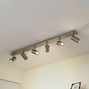 Faretto da soffitto Lindby Joffrey, 116 cm, nichel, a 6 luci, GU10 Joffrey Lindby, dimmerabile, Alluminio / Grigio / Zincato, Soggiorno / Sala da pranzo, Metallo, Moderno, Faretto