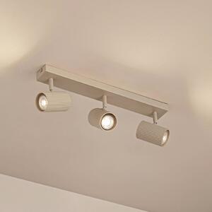 Faretti da soffitto Lindby Kardis, beige, a 3 luci, metallo, GU10 Kardis Lindby, dimmerabile, Crema / Ambra, Corridoio, Alluminio, Moderno, Faretto