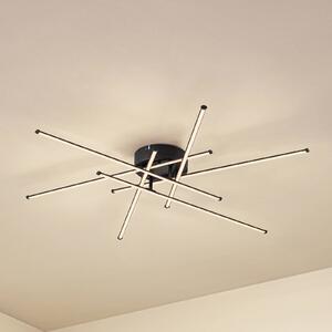 Plafoniera a LED Elviano Lindby, Nero, Soggiorno / Sala da pranzo, Alluminio, Moderno, Plafoniera LED
