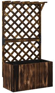 Outsunny Aiuola rialzata con griglia rampicante, in legno, 64 x 33 x 122cm Marrone | Aosom Italy