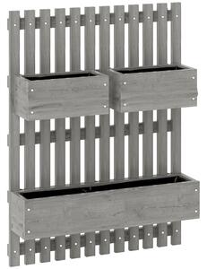 Outsunny Fioriera da parete orto con 3 vasche in legno massello rimovibili, tessuto non tessuto, 60 x 16 x 80 cm grigio | Aosom Italy