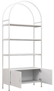HOMCOM Scaffale portaoggetti, libreria ad arco a 4 ripiani con armadietto a doppia anta, 80 x 30 x 187 cm, bianco | Aosom Italy