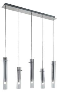 Lampada a sospensione Lucande, Korvitha, dimmerabile, Grigio, Cucina, Vetro, Moderno