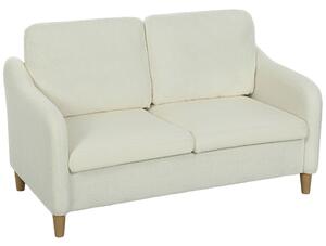HOMCOM Divano 2 posti, divano da salotto in tessuto bouclé con cuscini inclusi, seduta imbottita, 137 x 69 x 82 cm, crema | Aosom Italy