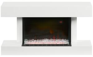 HOMCOM Camino Elettrico con Fiamma da Parete a 11 Colori, Telecomando e Timer, Spegnimento Automatico, 98x27x54.5 cm, Bianco | Aosom Italy