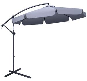 Outsunny Ombrellone Giardino a Braccio, Apertura Manovella, Inclinabile, Φ265x265cm, Protezione Solare, Grigio|Aosom