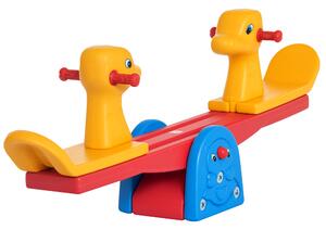 HOMCOM Altalena a Bilico con Maniglie Antiscivolo per Bambini Età 1-4 Anni, Plastica HDPE Atossica, 150x32x60cm, Multicolore|Aosom