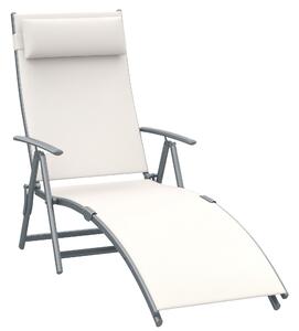 Outsunny Sedie Sdraia da Giardino lettino prendisole pieghevole arredamento giardino Piscina Pieghevole Schienale Regolabile, Crema Bianco|Aosom