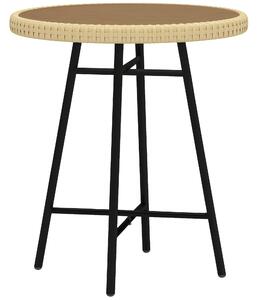 Outsunny Tavolino da Giardino Moderno in Rattan e Acciaio, 50x50x55 cm, Nero e color Legno|Aosom