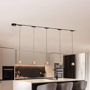 Sistema a binario Lumaro, sospensione, 5 luci, oro, 48V, dimmerabile Lumaro 48V Lindby,, Nero, Soggiorno / Sala da pranzo, Alluminio, Moderno