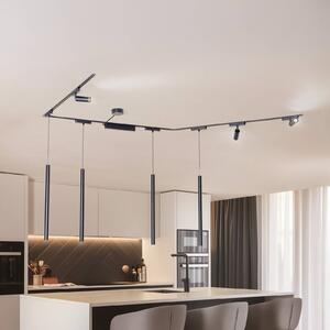 Sistema a binario Lumaro, faretti, sospensione, 7 luci, nero, 48V, dimmer Lumaro 48V Lindby, dimmerabile, Nero, Soggiorno / Sala da pranzo, Alluminio, Moderno