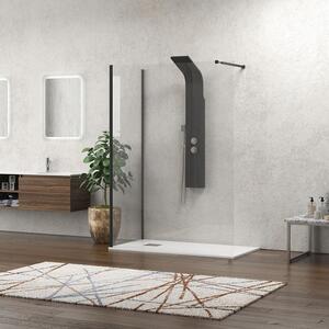 Kamalu doccia walk in 70x150 angolare con profilo nero | kw4000b