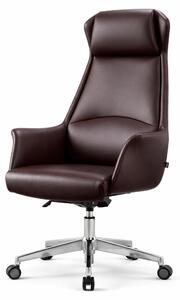 Poltrona da ufficio ergonomica in pelle, con schienale alto e ruote