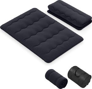 Materasso da pavimento 140x200 cm, materasso futon giapponese, materassino tatami pieghevole e portatile, materasso pieghevole con borsa da trasporto e copertura rimovibile, nero