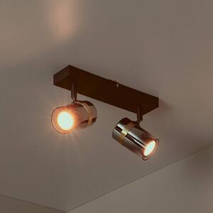 Lucide Faretto da soffitto Upton, lunghezza 26 cm, nero/grigio fumo, a 2 luci. dimmerabile, Nero, Soggiorno / Sala da pranzo, Vetro, Moderno, Faretto alogeno