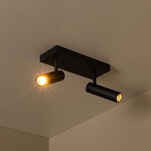 Lucide Faretto da soffitto Grado, lunghezza 25 cm, nero, metallo, a 2 luci. dimmerabile, Nero, Soggiorno / Sala da pranzo, Alluminio, Moderno, Faretto alogeno