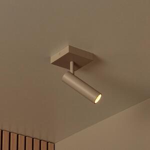 Lucide Faretto da soffitto Grado, lunghezza 10 cm, taupe, metallo dimmerabile, Crema / Ambra, Soggiorno / Sala da pranzo, Alluminio, Moderno, Faretto alogeno