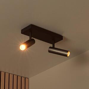 Lucide Faretto da soffitto Grado, lunghezza 25 cm, grigio, metallo, a 2 luci. dimmerabile, Alluminio / Grigio / Zincato, Soggiorno / Sala da pranzo, Alluminio, Moderno, Faretto alogeno
