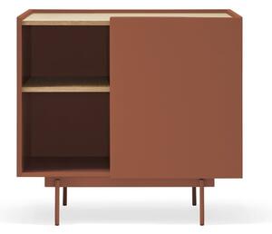 Cassettiera bassa in rovere decorato color mattone naturale 90x78 cm Otto - Teulat