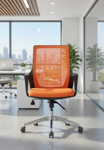 Sedia da ufficio ergonomica color arancione per sedersi comodamente in ufficio