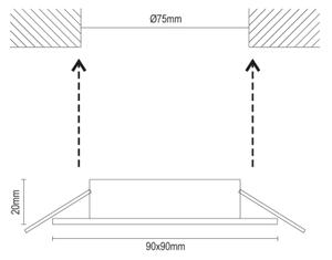 Cornice per faretto da incasso GU10 9x9 cm bianca