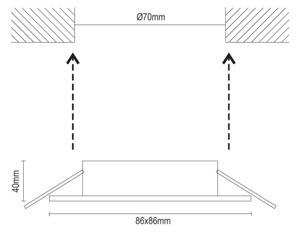 Cornice per faretto da incasso GU10 8,6x8,6 cm nera