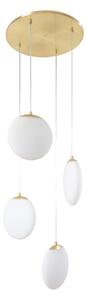 Lampada a sospensione Lucande, Lunelle, dimmerabile, Bianco, Soggiorno, Vetro, Moderno
