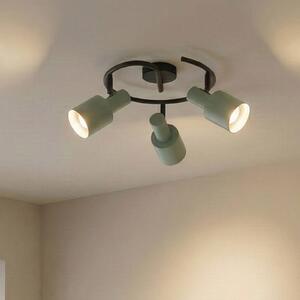 Lindby fatto da soffitto Ovelia, verde/nero, a 3 luci, E27 Ovelia Lindby, dimmerabile, Nero, Soggiorno / Sala da pranzo, Metallo, Moderno, Faretto