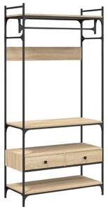 VidaXL Appendiabiti con cassetti in rovere Sonoma 89x39x184,5 cm