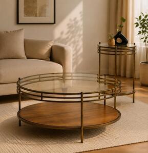Tavolini da caffè eleganti ed esclusivi, design moderno, ideali per il soggiorno, in legno, forma rotonda, nuovi, confortevoli