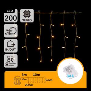Aigostar - Catena luminosa LED per esterni 200xLED/8 funzioni 13x0,4m IP44 bianco caldo