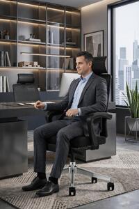 Sedia da ufficio ergonomica con schienale in rete, poggiatesta e braccioli