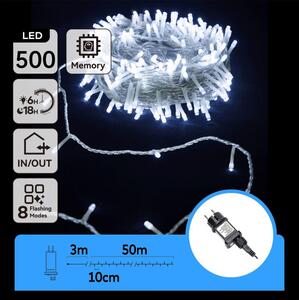 Aigostar - Catena LED natalizia da esterno 500xLED/8 funzioni 53m IP44 bianco freddo