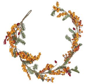 Festone autunnale artificiale in materiale sintetico arancione 150 cm con addobbi Beliani