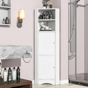 Armadio da bagno ad angolo con due ripiani, mensola regolabile, 36,5×36,5×155 cm,Bianco