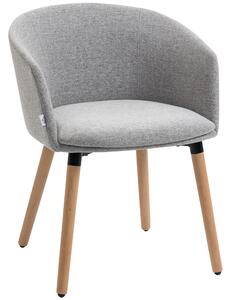 HOMCOM Sedia Moderna con Braccioli Imbottiti, in Tessuto Effetto Lino, Legno e Acciaio, 57x56x72 cm, Grigio Chiaro