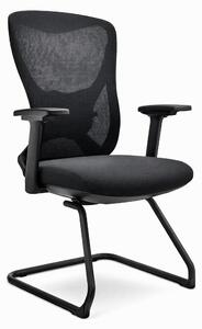 Sedia da ufficio ergonomica con schienale in rete e base a slitte, nera
