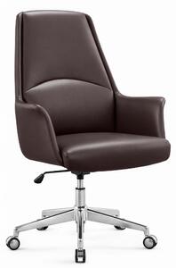 Poltrona da ufficio moderna, color marrone, con rotelle e design ergonomico
