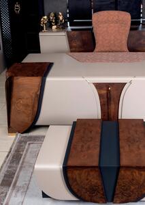 Set da ufficio beige: scrivania, tavolino da salotto, consolle e sedia da ufficio con struttura in legno